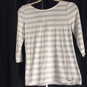 White House Black Market silver striped, size S